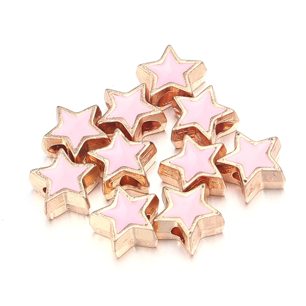 10pcs/Lot 8mm Alloy Double Sided Love Heart Enamel Beads for Jewelry Making Charms Loose Spacer Beads DIY Bracelet Necklace