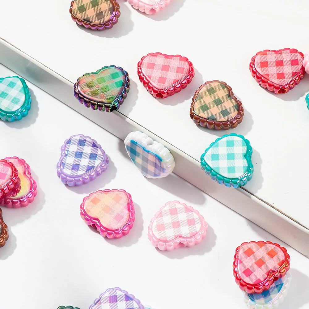 10pcs Love Heart Spacer Loose Beads Charms for DIY Bracelet Necklace Earring Jewelry Accessories