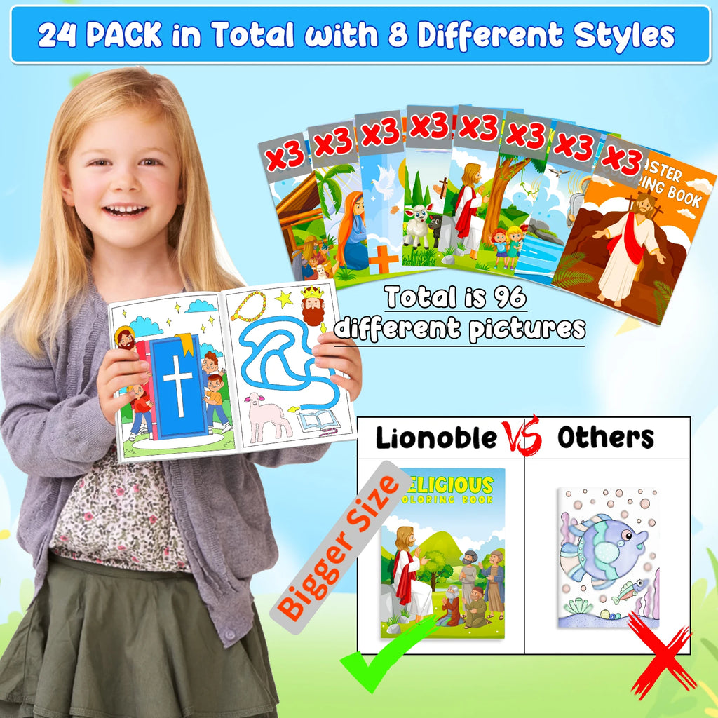 24Pcs Bible Coloring Books for Kids MiniColoring Books Girls Boys Church Sunday School