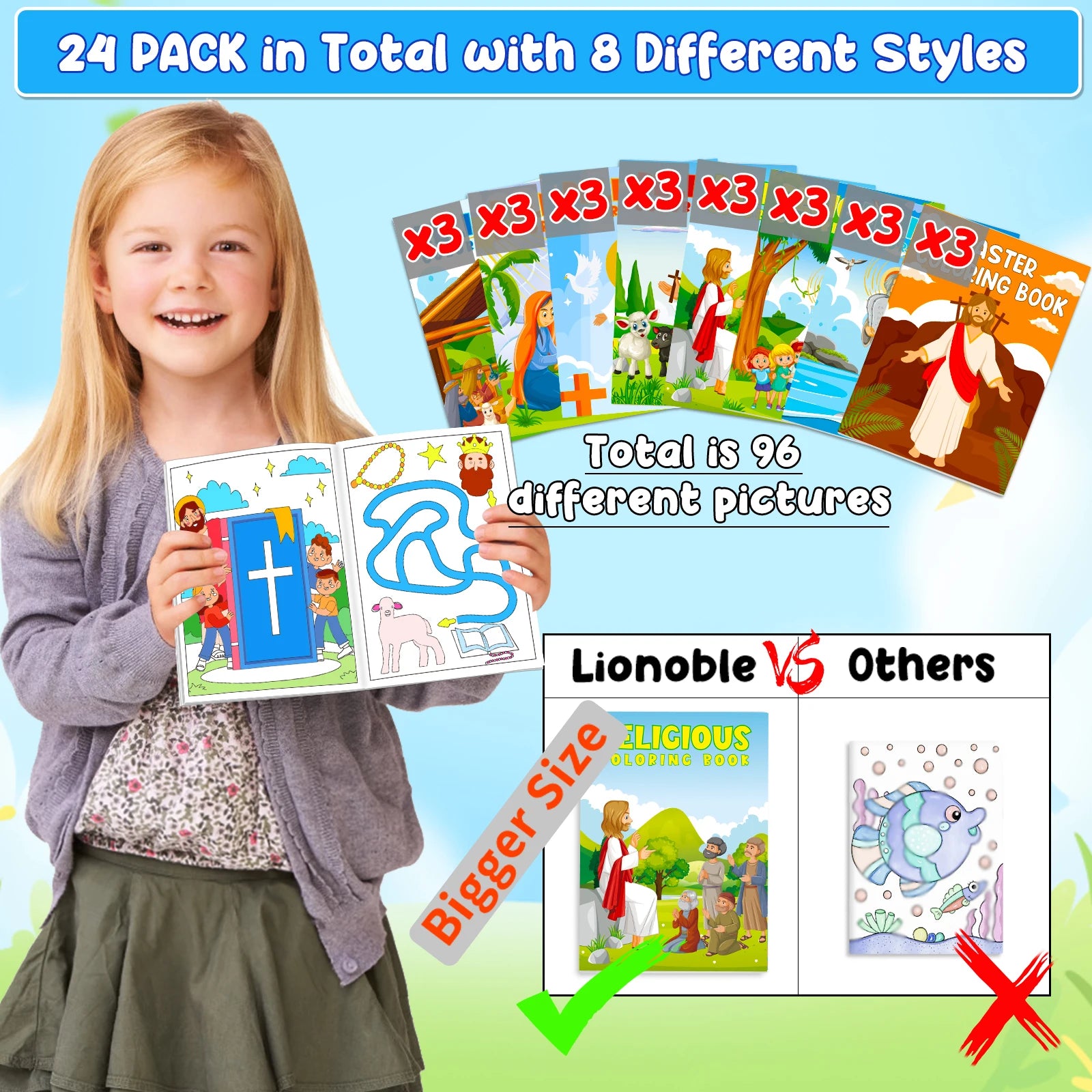 24Pcs Bible Coloring Books for Kids MiniColoring Books Girls Boys Church Sunday School
