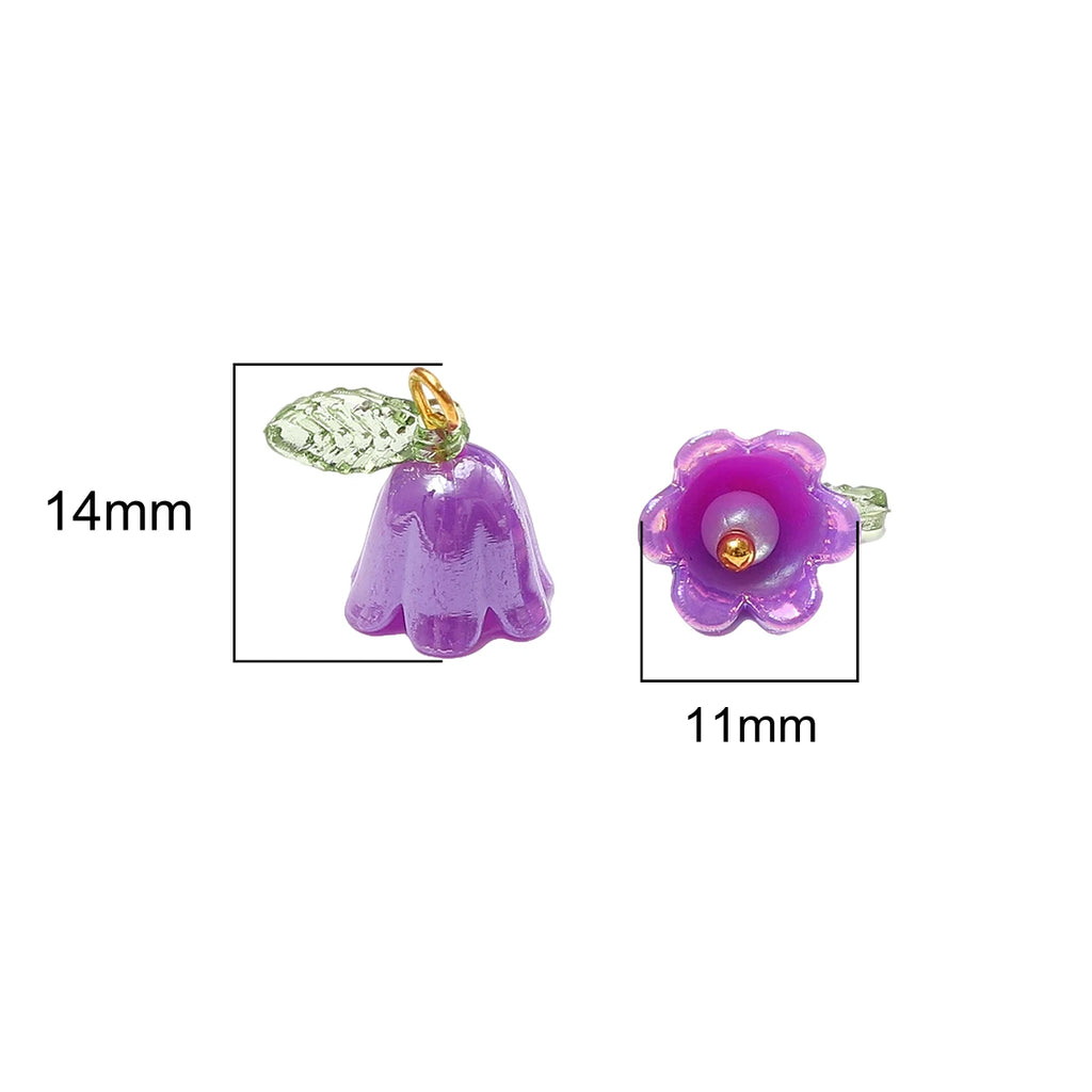 11x14mm 2-10Pcs lily of the valley flower bud beads plated with colored loose beads