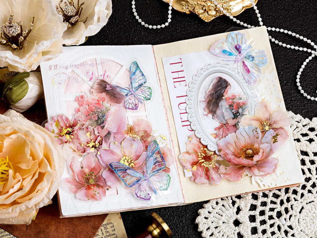 120pcs PET Sticker Pack Flower Poem Series Decoration Stickers DIY Calendar Scrapbook Diary