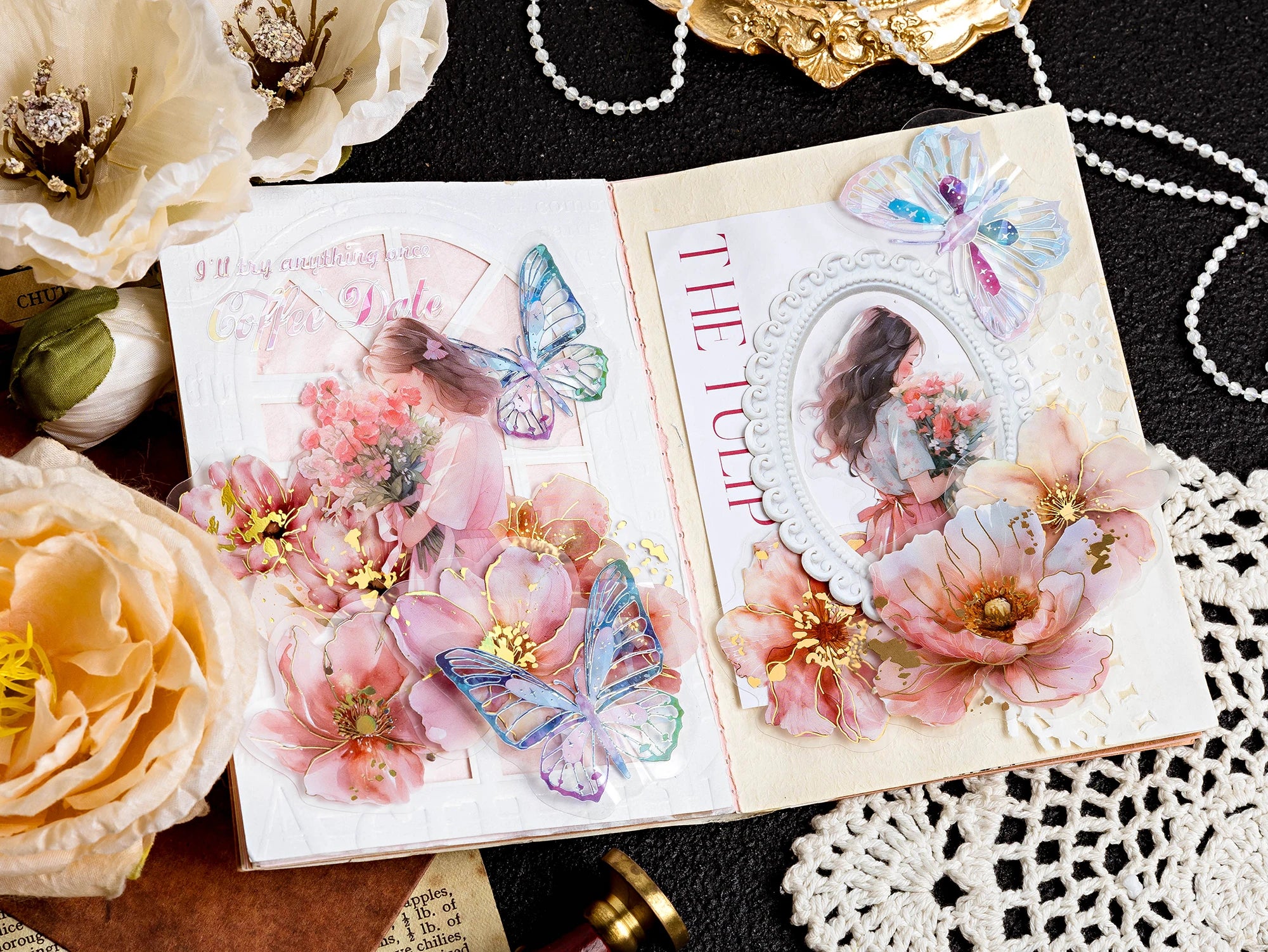 120pcs PET Sticker Pack Flower Poem Series Decoration Stickers DIY Calendar Scrapbook Diary