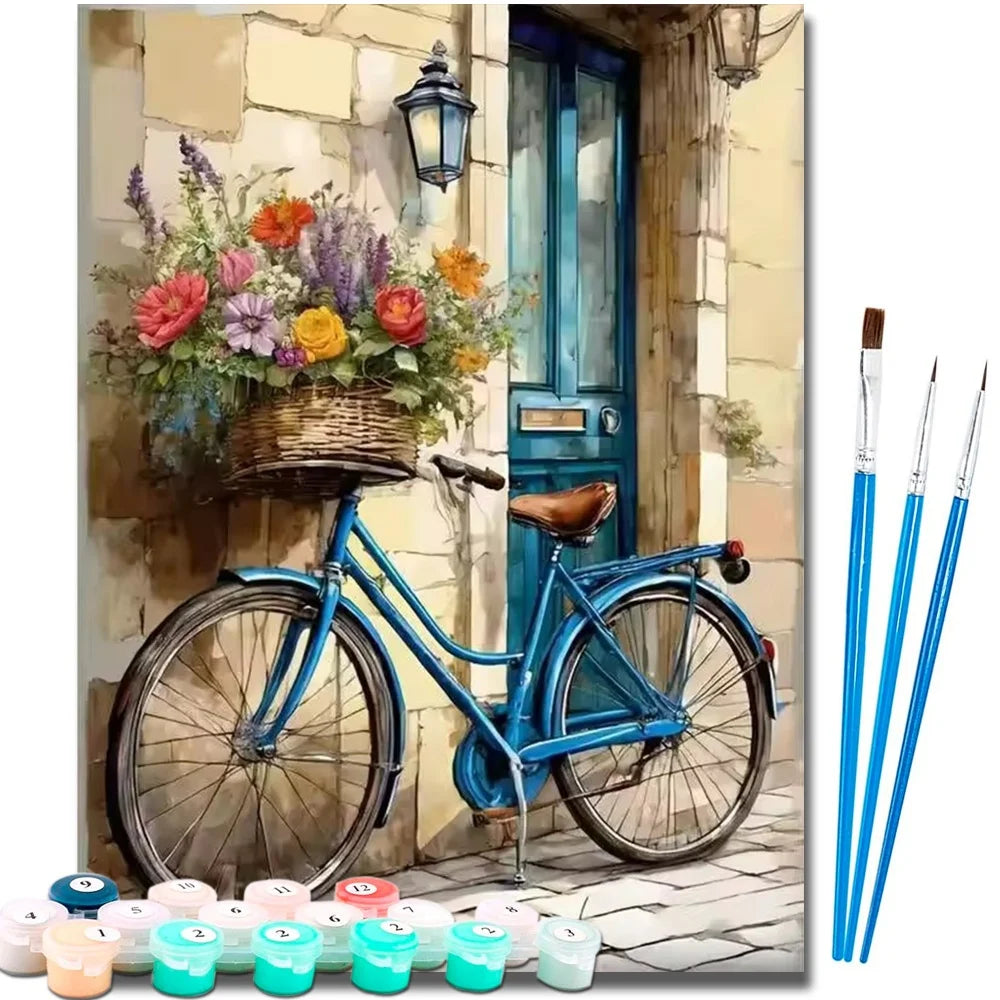 Flower Bicycle Paint By Numbers For Adult Floral