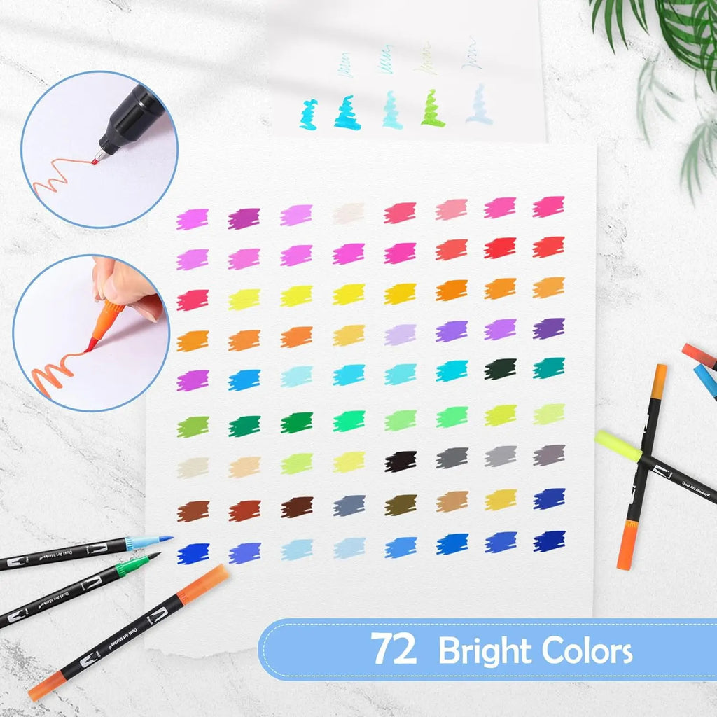 72pcs Color Double Ended Art Marker Pens Set