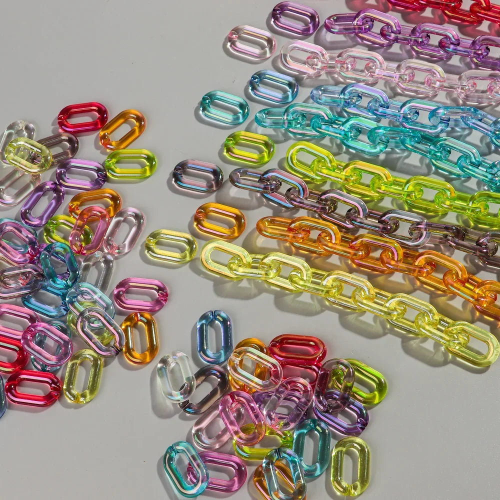 Colorful 20pc Transparent Oval LinkOval Link Chain Beads