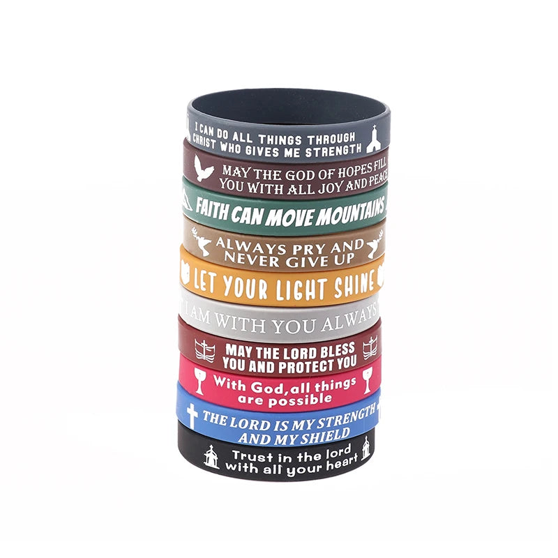 40pcs Inspirational Bible Verse Silicone Bracelets Faith-Based Wristbands
