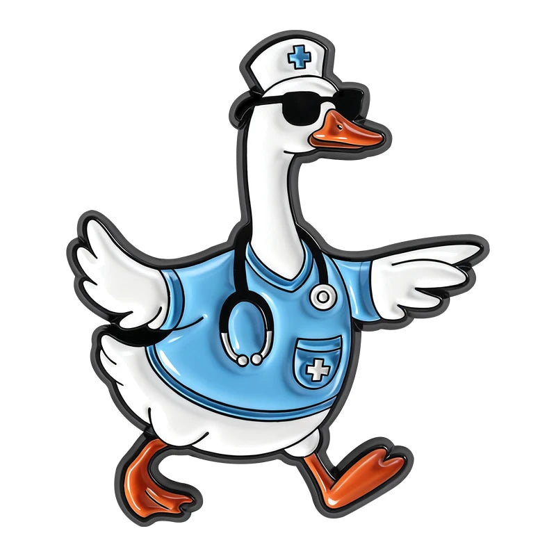 Medical Goose Brooch Enamel Pin Goose Doctor Stethoscope Syringe Silly X-Ray Goose Brooches Lapel Badge Jewelry Gift for Friends