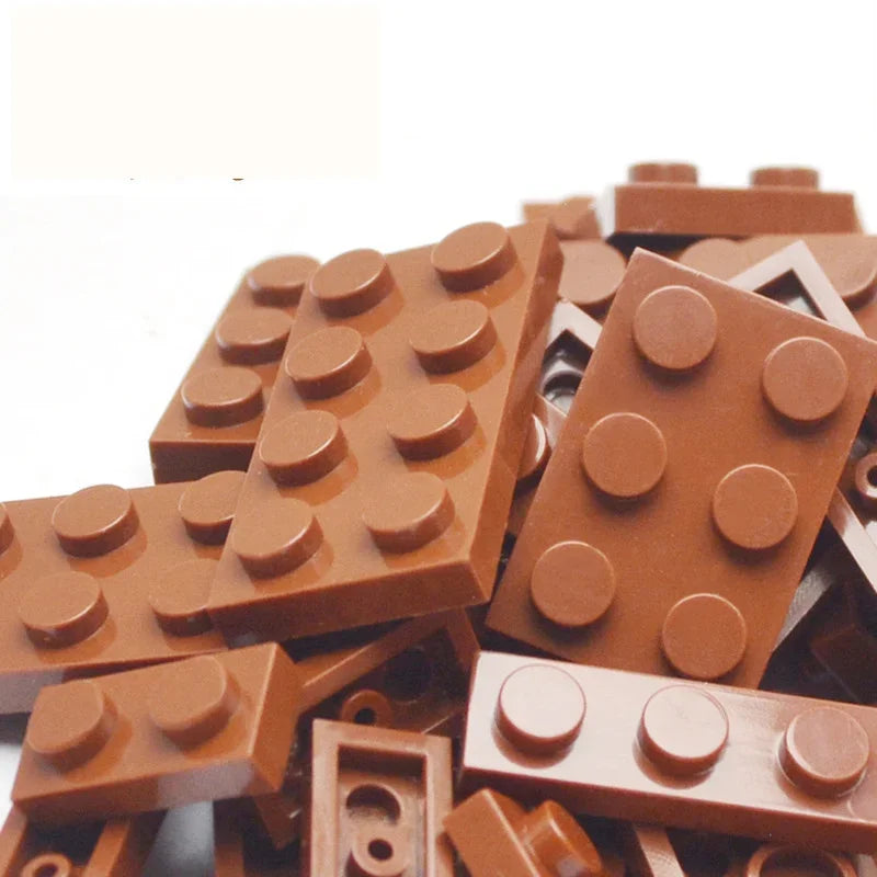 100PCS 12 Shapes Thin Plate Parts City Bulk Building Blocks Mixed Accessory Creative Bricks Compatible Brand 1x1 1x2 1x4 Dots