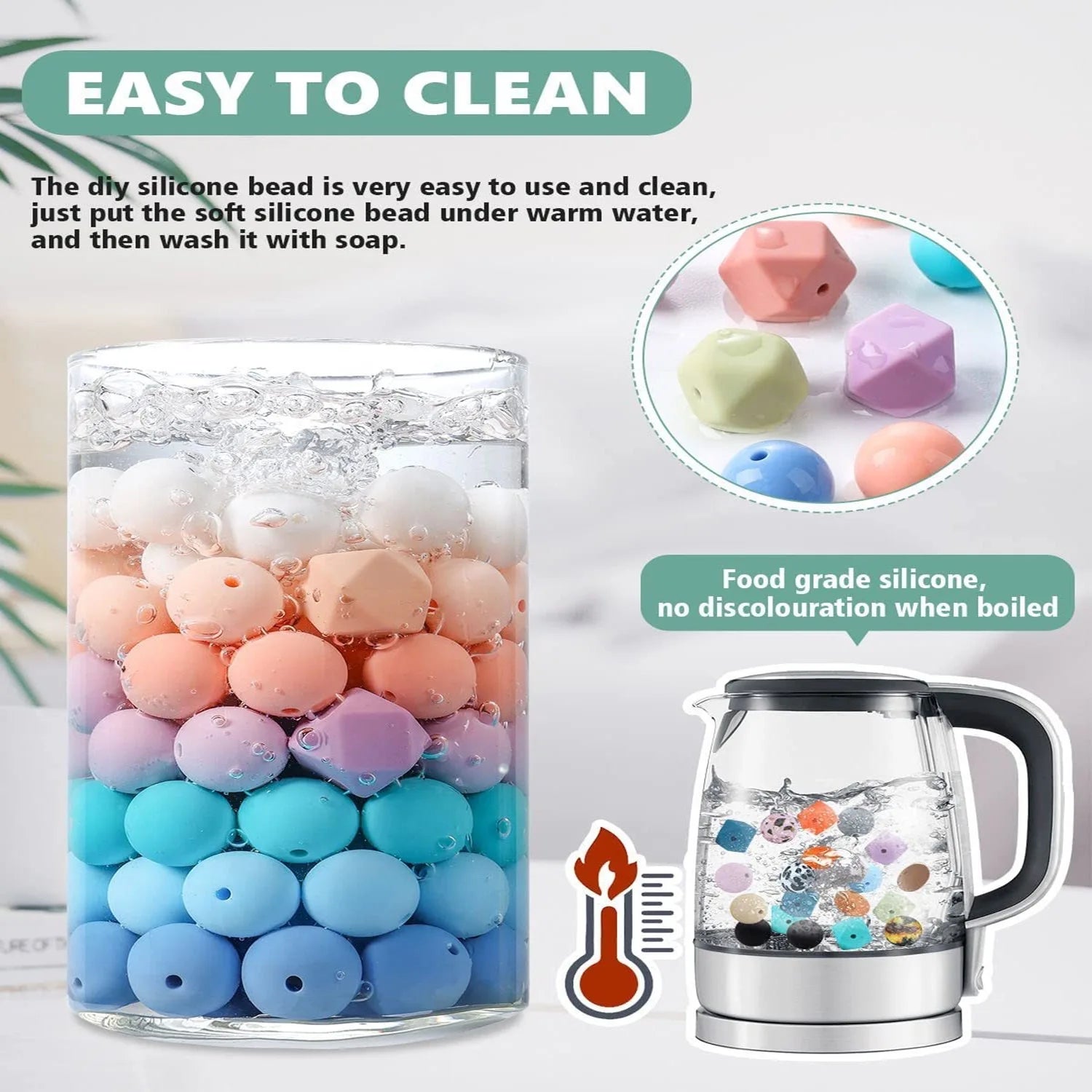 225Pcs Rubber Beads with keyring DIY Set Elastic Silicone Beads