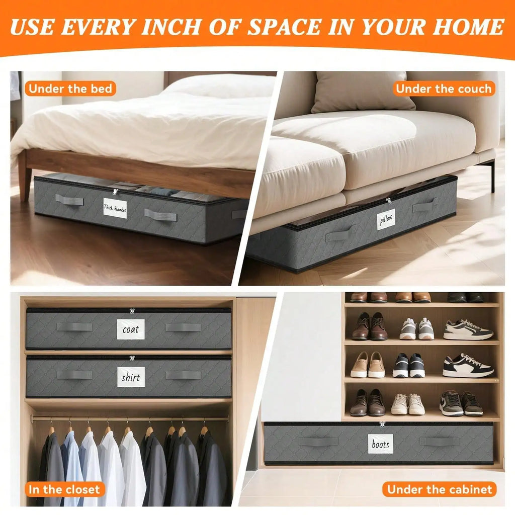 4PCS 90L Under Bed arts and crafts Storage Bins Clear Top Foldable Closet Organizer
