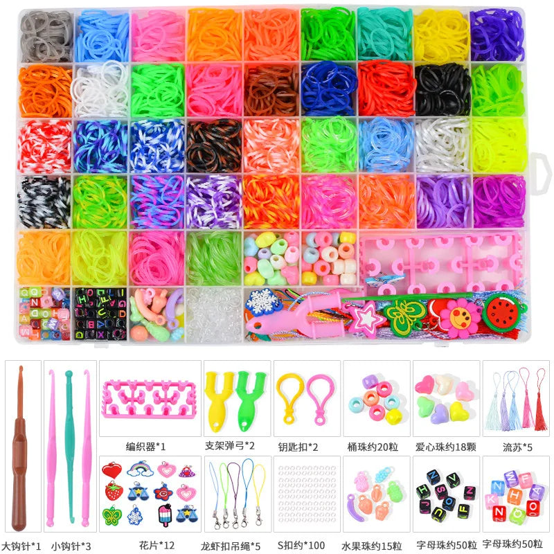 Colorful Loom Bands Set. Rainbow Bracelet Making Kit DIY Craft Toys