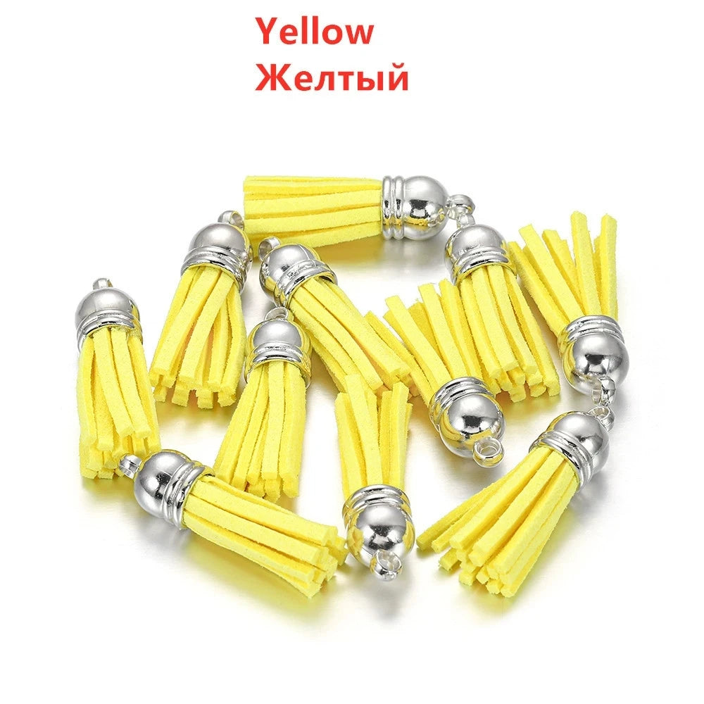 10pcs 36mm Leather Tassel Charms Straps, Suede Tassels DIY Jewelry Accessories