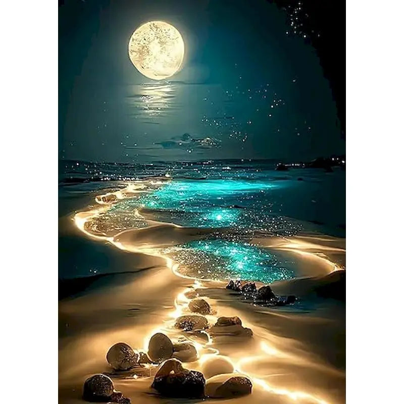 5D DIY Diamond Painting Moonlight Beach Diamond Art Kits.