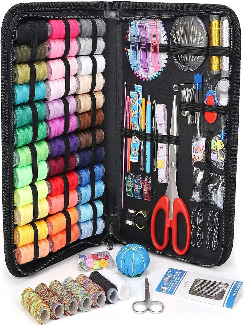 229pcs Sewing Kit with Threads & Needles - Household Embroidery & Cross Stitch Supplies Gift