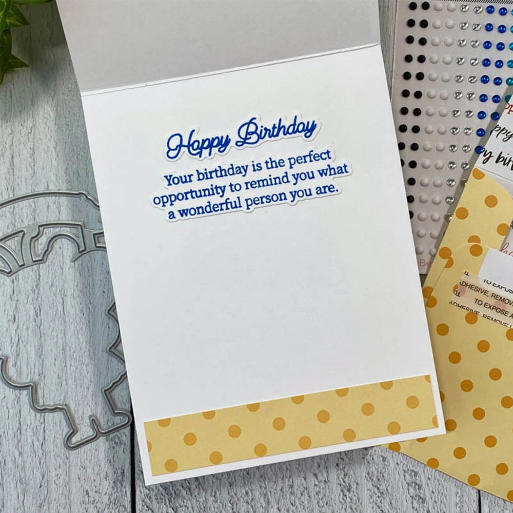 Happy Birthday Sentiments Transparent Clear Stamps and Cutting Dies For DIY Craft Making Card Photo Album Scrapbooking Decoratio