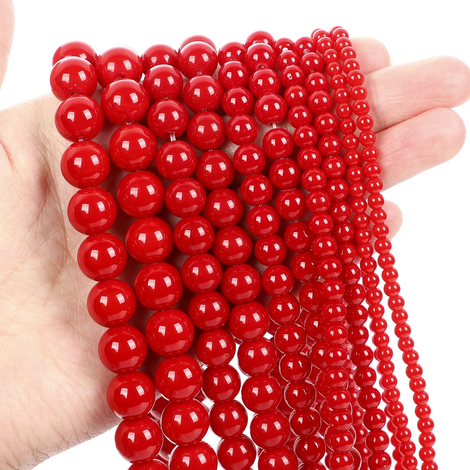 1Strand 4/6/8/10mm Red Garnet Color  Red Garnet  Loose Spacer Bead for Jewelry Making DIY Charms Bracelet Necklace Accessories