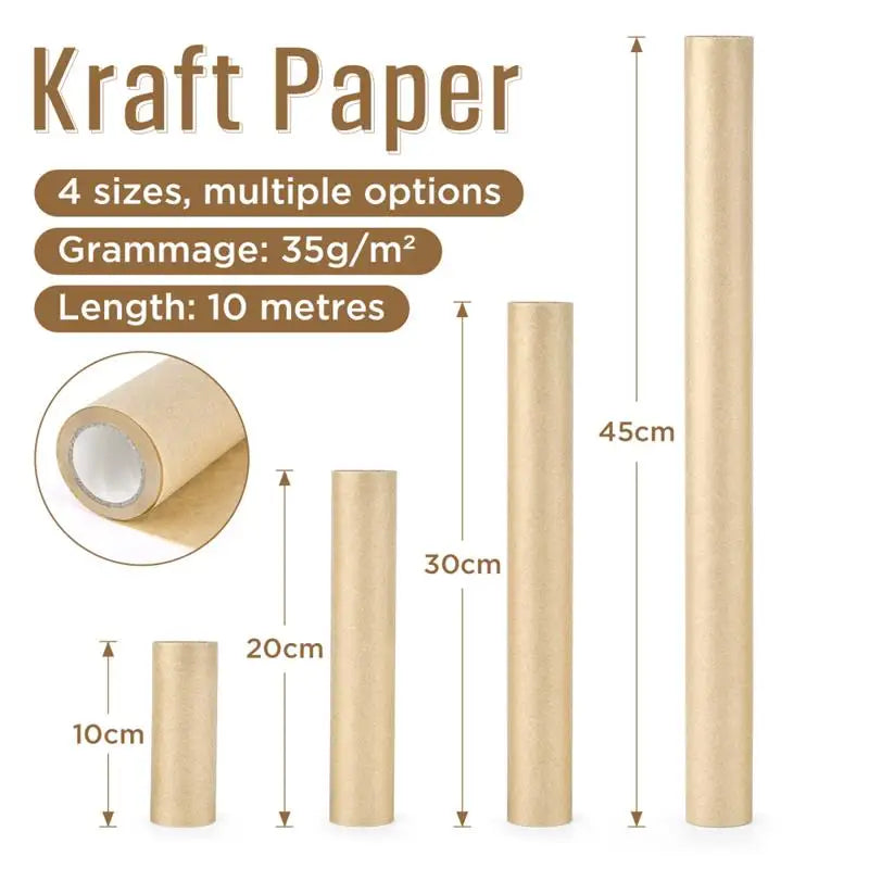 1 Roll 10M 10/30/40/45cm Of Kraft Paper Rol Wrapping