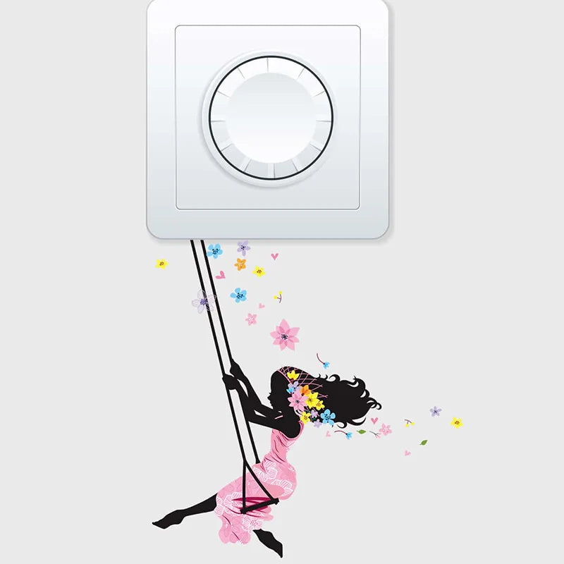 wall stickers switch Butterfly girl children's room, mural Self-adhesive Wall Decals