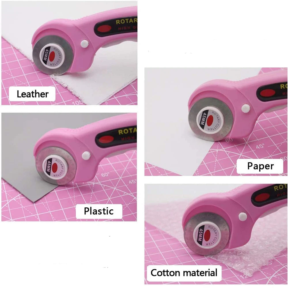 45mm Rotary Cutter with 5pcs Replacement Blades & Sewing Clips & Fabric Marker Pen