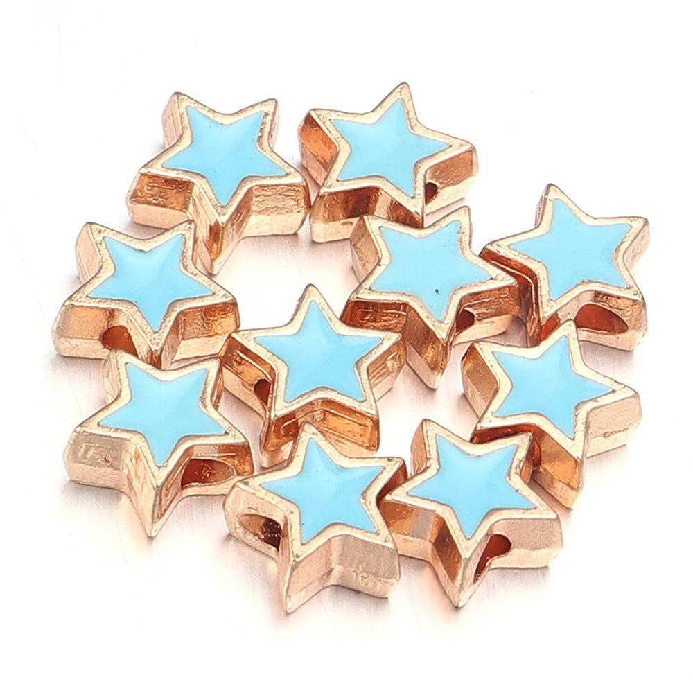 10pcs/Lot 8mm Alloy Double Sided Love Heart Enamel Beads for Jewelry Making Charms Loose Spacer Beads DIY Bracelet Necklace