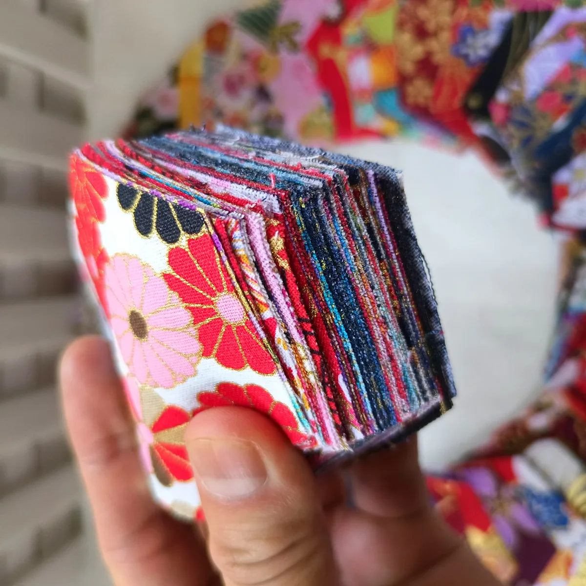 Japanese Style Hot Stamping Gold Jelly Roll Hexagon Precuts Plain Cotton Fabric Cloth Bundle