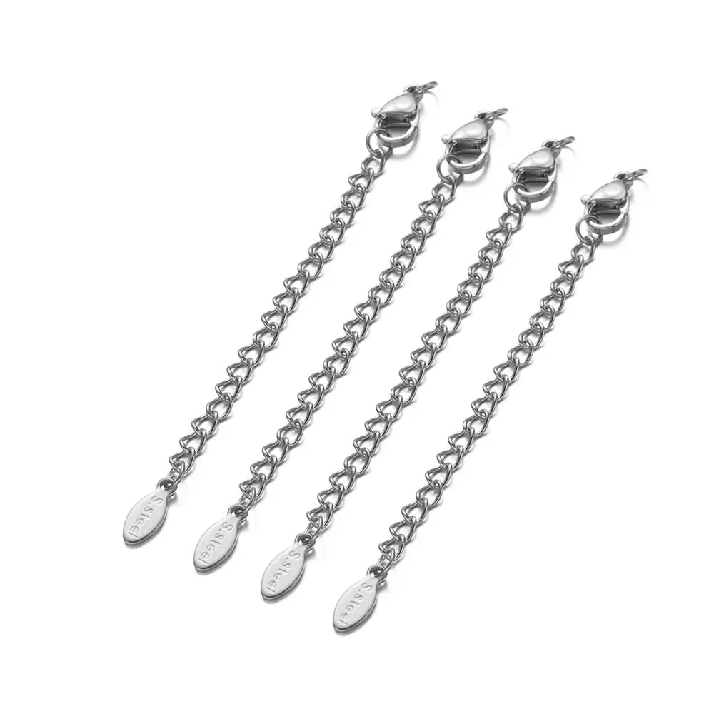 10pcs Stainless Steel Extension Chains with Lobster Clasps Connector Link