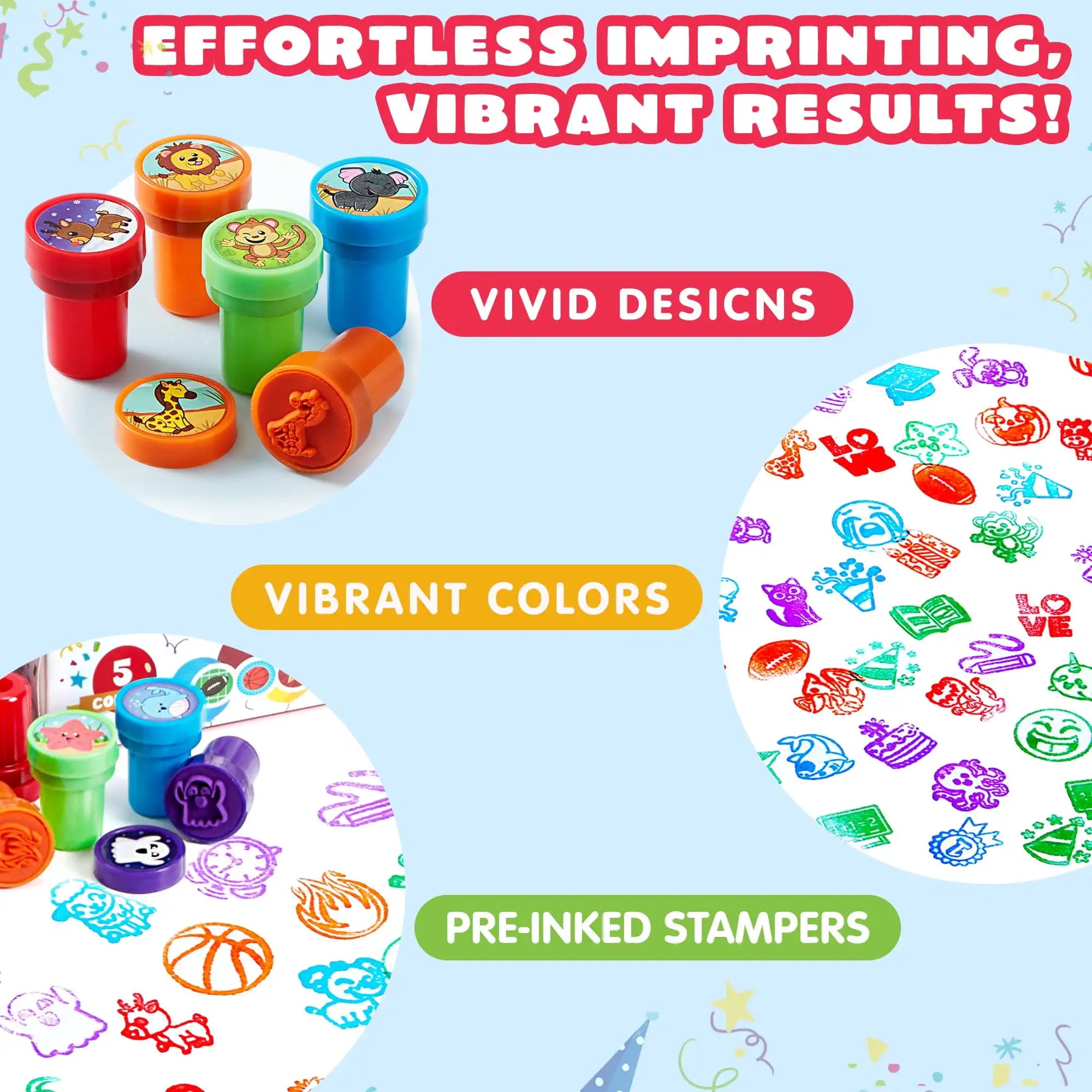 50 Pcs Assorted Stamps Self-Ink Stamps for Kids Birthday,Carnival Prizes, Halloween Gifts