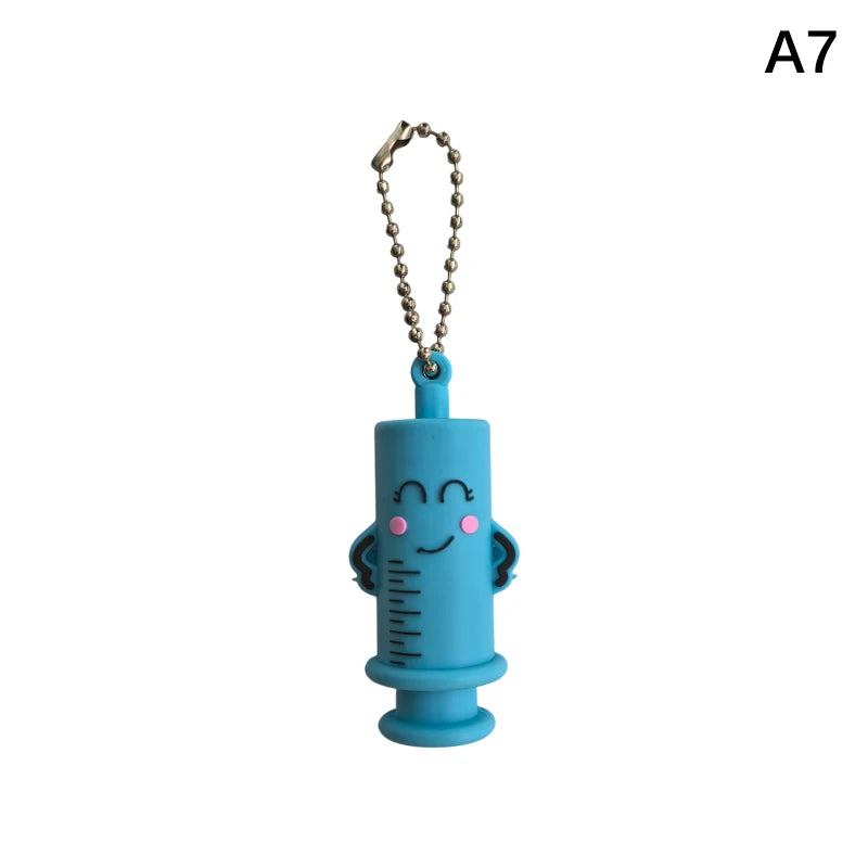 1PCS PVC Ampoule Bottle Opener Keychain Syringe-Shaped Cutter Nurse Doctor Aid Medication Vial Breaker Tool