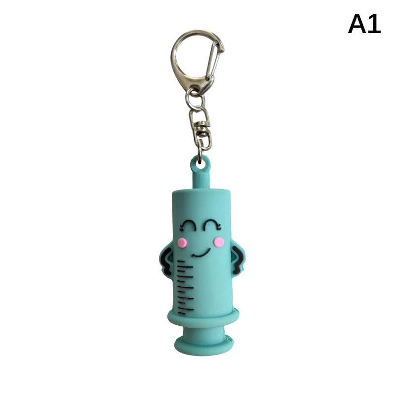 1PCS PVC Ampoule Bottle Opener Keychain Syringe-Shaped Cutter Nurse Doctor Aid Medication Vial Breaker Tool