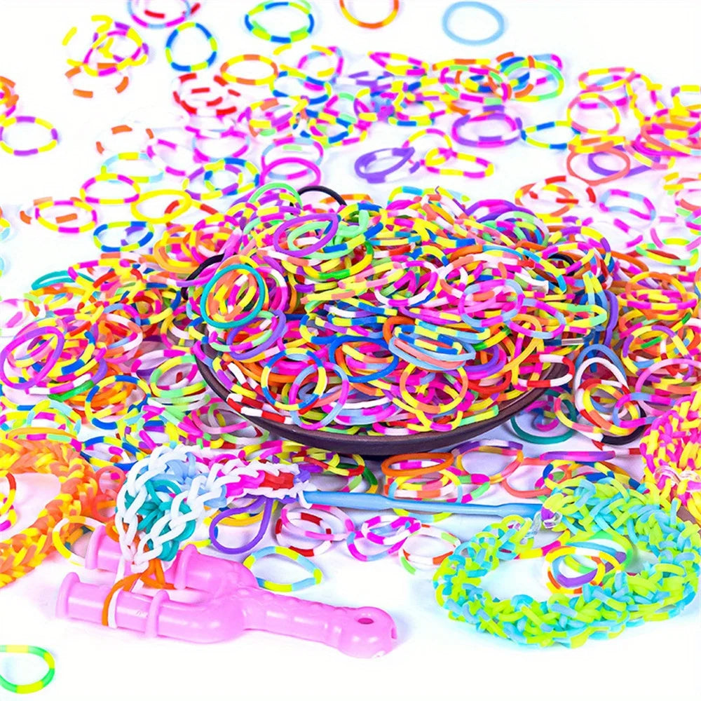 600Pcs Color Rubble Loom Bands Bracelets Kit Girl Gift DIY Jewelry Making
