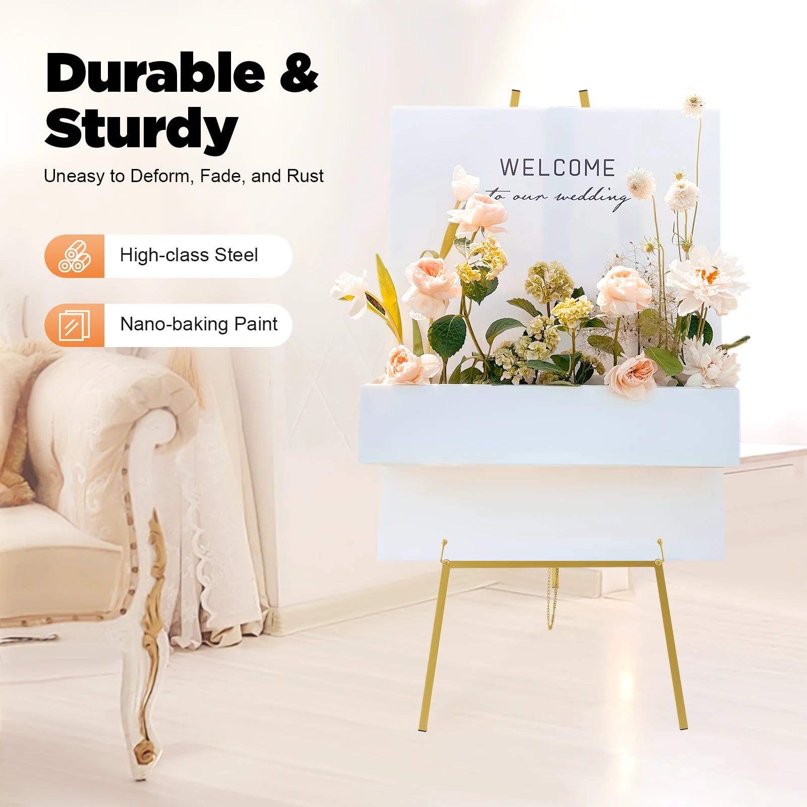 Large Wood Tripod Artist Easel Floor Stand, Portable Display