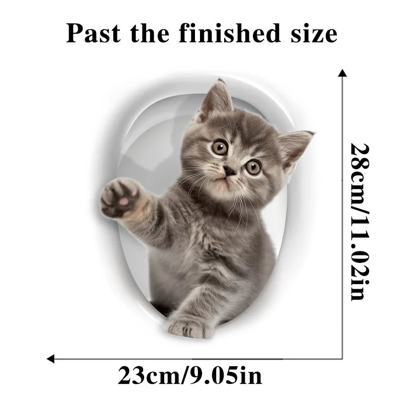 Vivid 3d Hole Cat Dog Animal Toilet Stickers Home Decoration, Diy Washroom Pvc Posters Kitten Puppy Cartoon Wall Art Decals