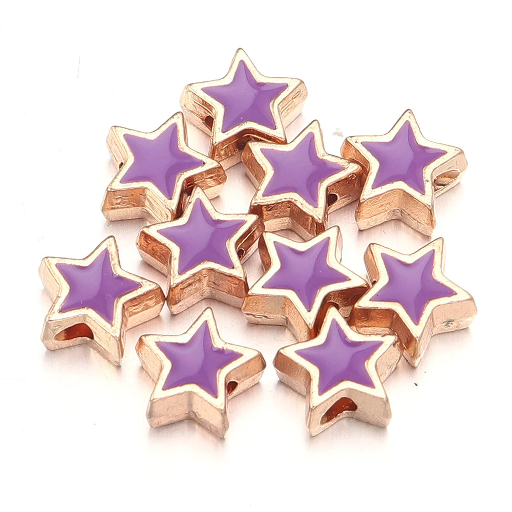 10pcs/Lot 8mm Alloy Double Sided Love Heart Enamel Beads for Jewelry Making Charms Loose Spacer Beads DIY Bracelet Necklace