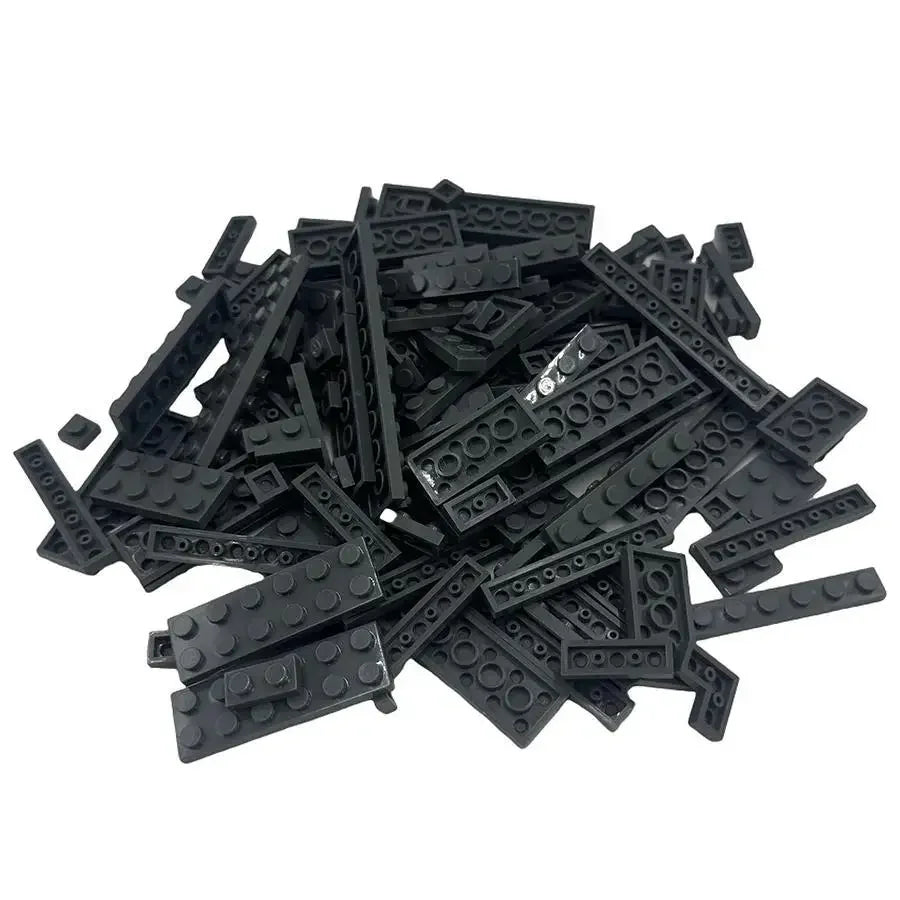 100PCS 12 Shapes Thin Plate Parts City Bulk Building Blocks Mixed Accessory Creative Bricks Compatible Brand 1x1 1x2 1x4 Dots