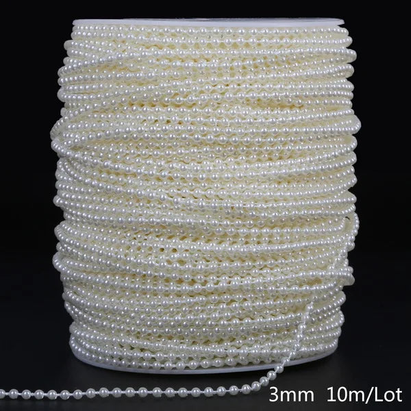 ABS Imitation Ivory Pearl Bead Chain Line Cord Thread Trim for DIY Wedding Party Decoration & Jewelry Findings Craft Accessories