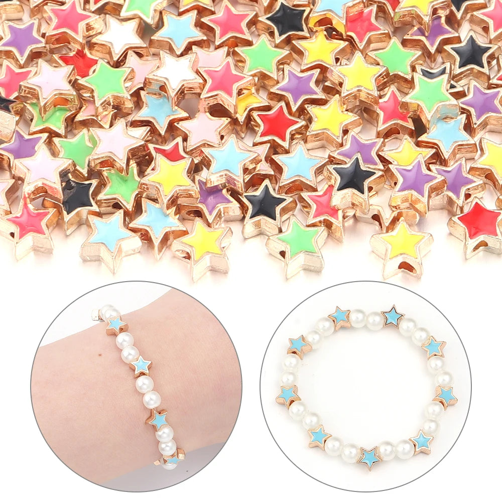 10pcs/Lot 8mm Alloy Double Sided Love Heart Enamel Beads for Jewelry Making Charms Loose Spacer Beads DIY Bracelet Necklace