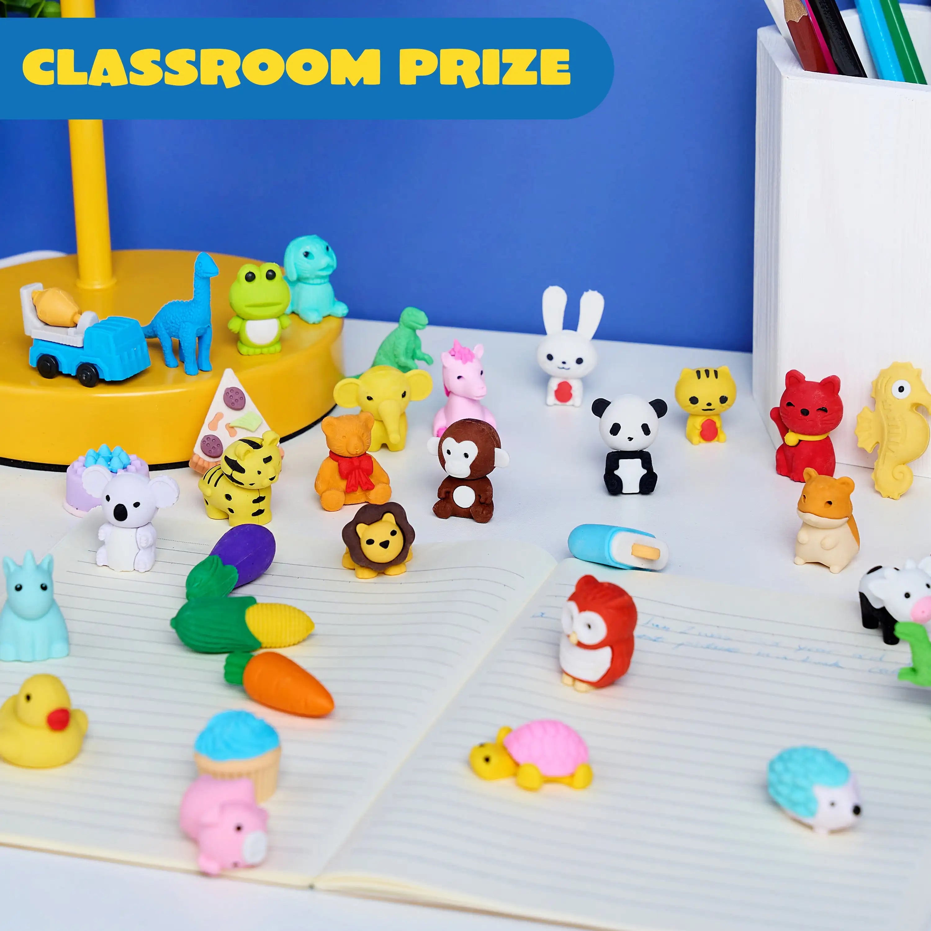 36 Pcs 3D Erasers Food Animals Erasers Bulk Fun & Cute Erasers for Pencil