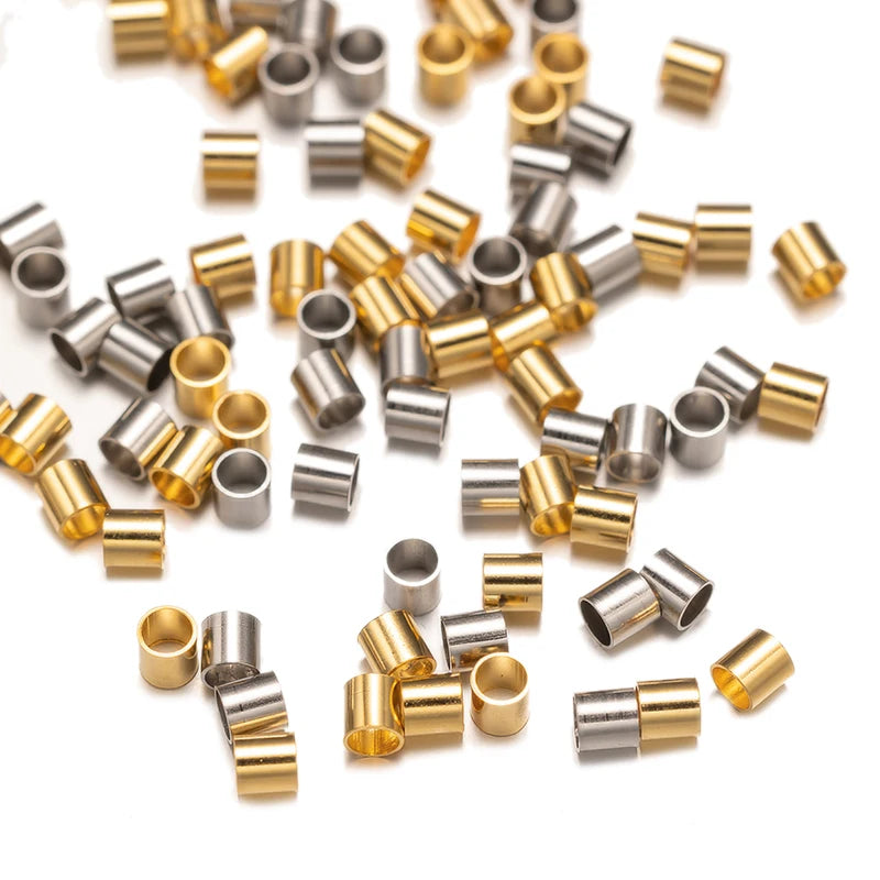 100pcs Stainless Steel, Tube Beads Spacer End Stopper Cap For DIY Jewelry Making