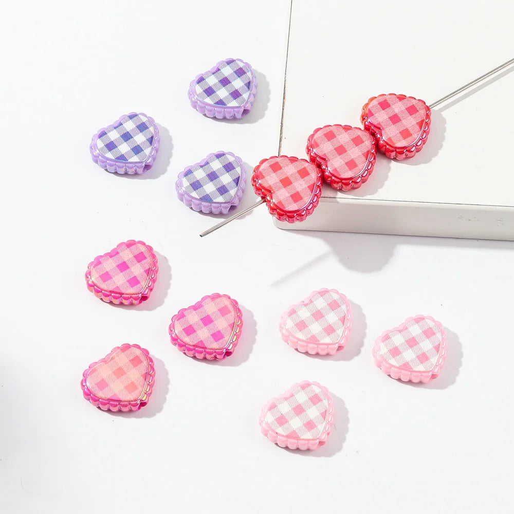 10pcs Love Heart Spacer Loose Beads Charms for DIY Bracelet Necklace Earring Jewelry Accessories