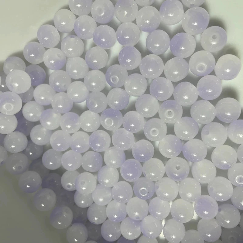 50pcs 8/10mm Dual Color Glass Round Loose Spacer Beads Jewelry Making