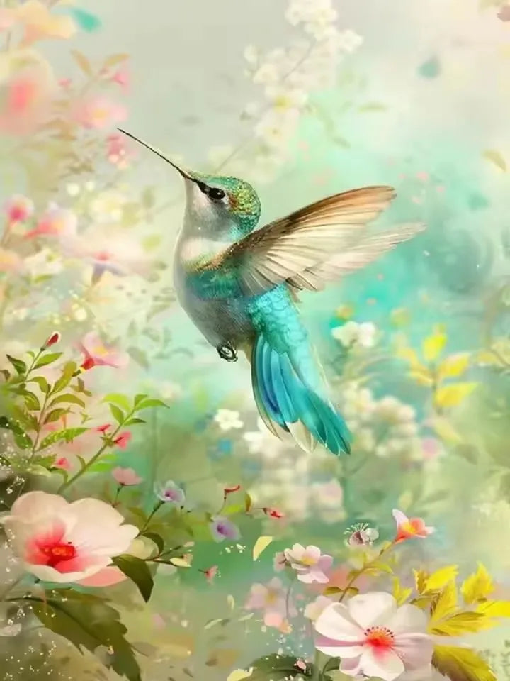 5D Diamond Painting Set Hummingbird Flower Bird Art Embroidery Home Wall Decoration Gifts.