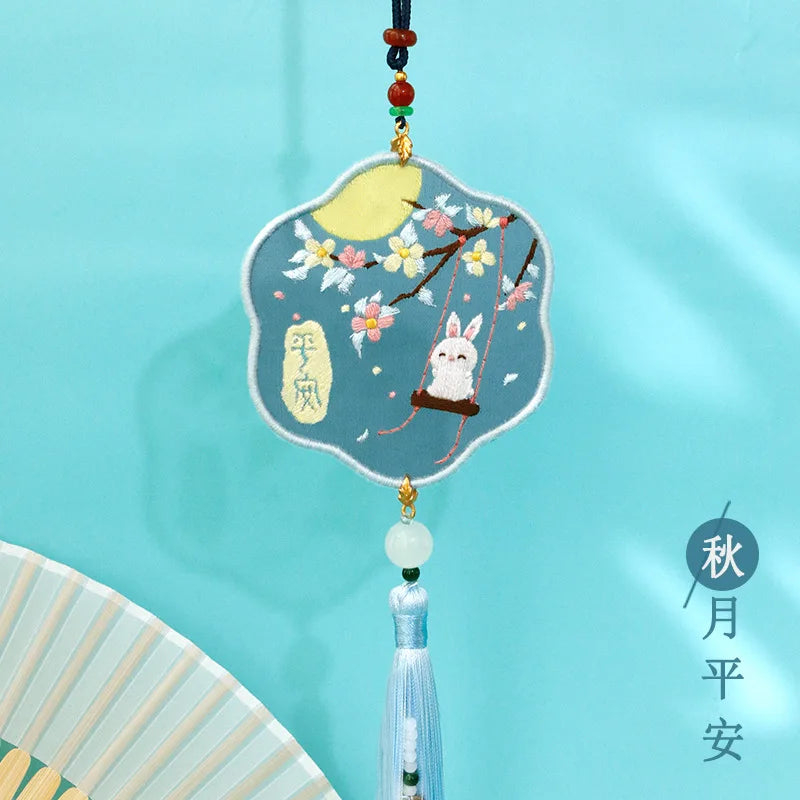 Car Pendant Needlepoint for Beginner Handmade, DIY Needlework Easy Embroidery Kit Sewing