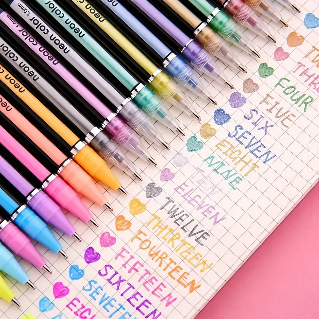48-Color Sparkle Gel Pen Set Vibrant Glitter & Metallic Pens