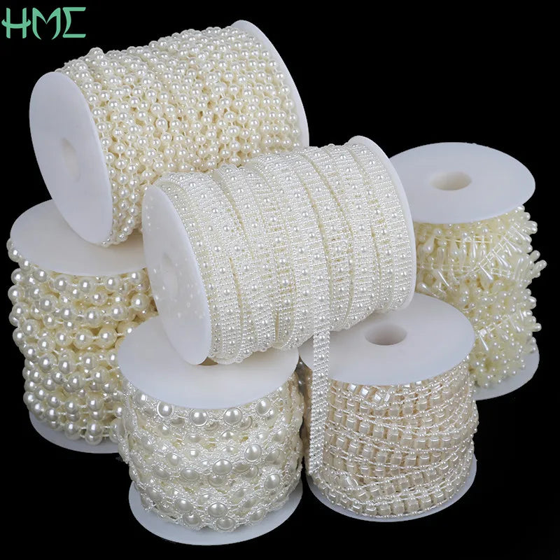 ABS Imitation Ivory Pearl Bead Chain Line Cord Thread Trim for DIY Wedding Party Decoration & Jewelry Findings Craft Accessories