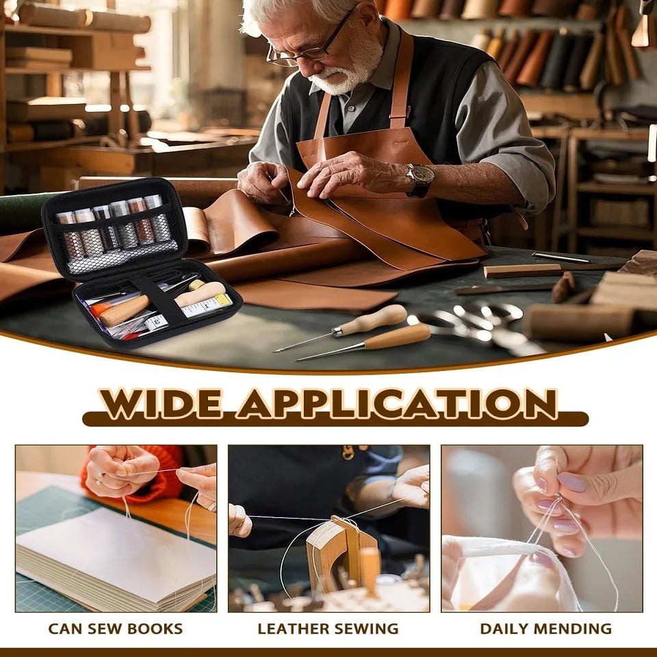 KRABALL Leather Sewing Tools Kit With Hand Sewing Needles And Waxed Thread