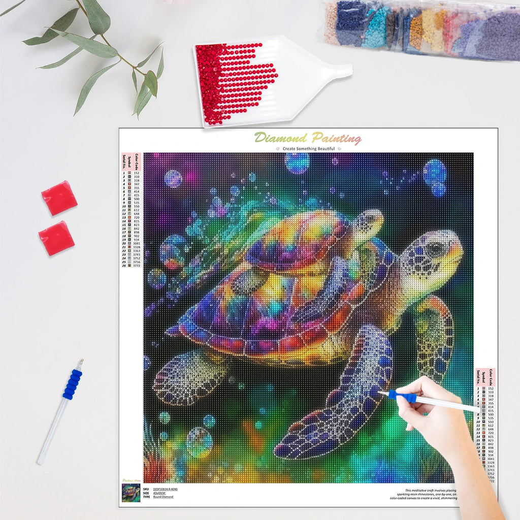Diamond Painting, Turtle 5D Diamond Embroidery Animal Kits. Art Home Decoration.