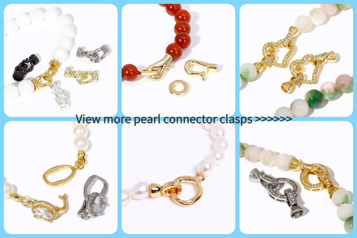 DIY Jewelry Accessories Inlaid Zircon Pearl Clasps Connectors 18K Gold Plated Pearl Clasps Fastener For Necklace Making Findings