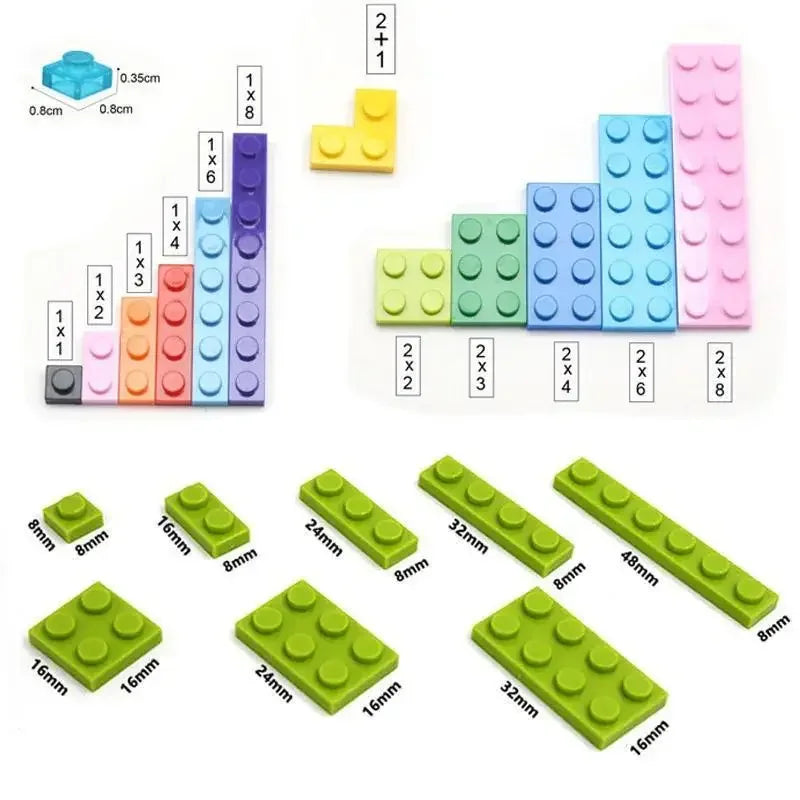 100PCS 12 Shapes Thin Plate Parts City Bulk Building Blocks Mixed Accessory Creative Bricks Compatible Brand 1x1 1x2 1x4 Dots