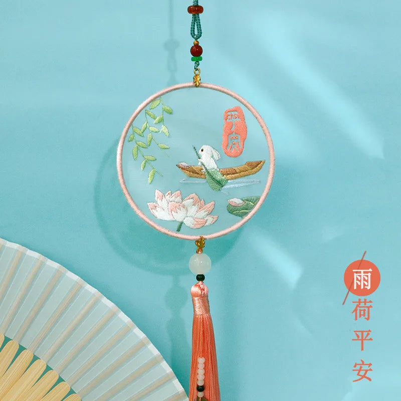 Car Pendant Needlepoint for Beginner Handmade, DIY Needlework Easy Embroidery Kit Sewing